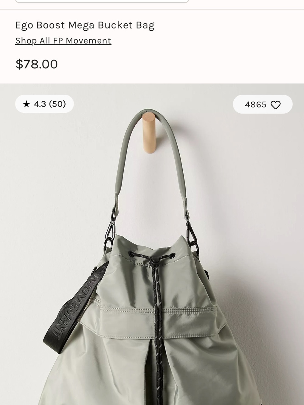 Free People Ego Boost Mega Bucket Bag in Sage Stone